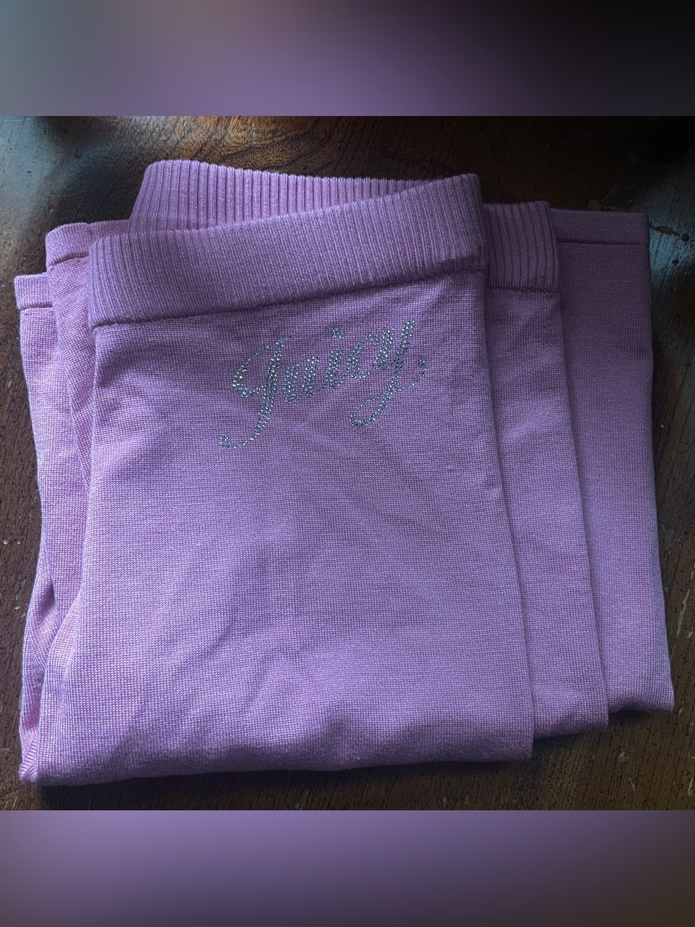 Pink rhinestone juicy couture flare leggings
